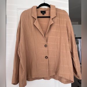 Long Sleeve Tan Cotton Button Up